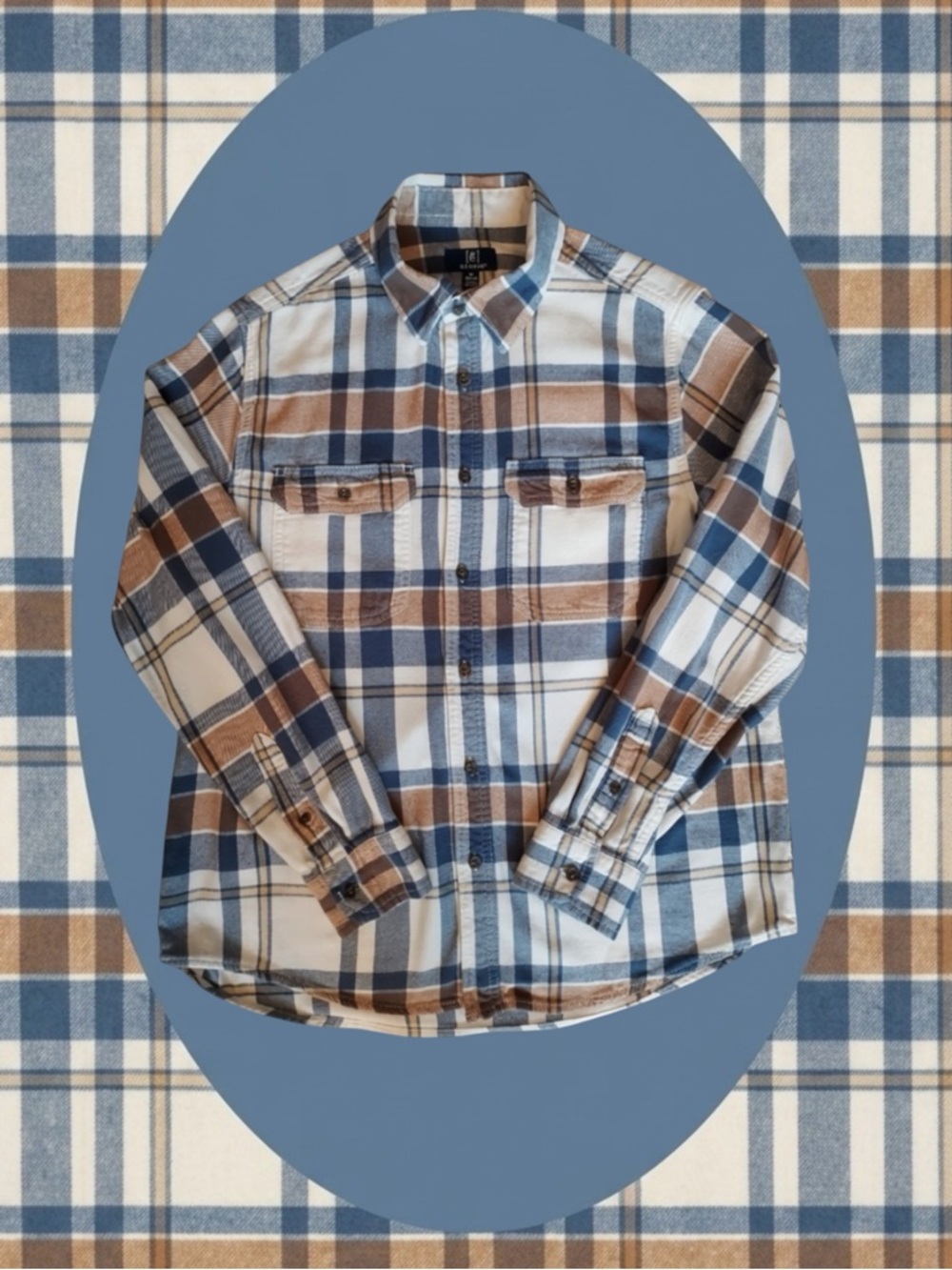[g] George Casual Grunge Cabincore Cozy Plaid Flannel Neutral Minimalist Shirt M